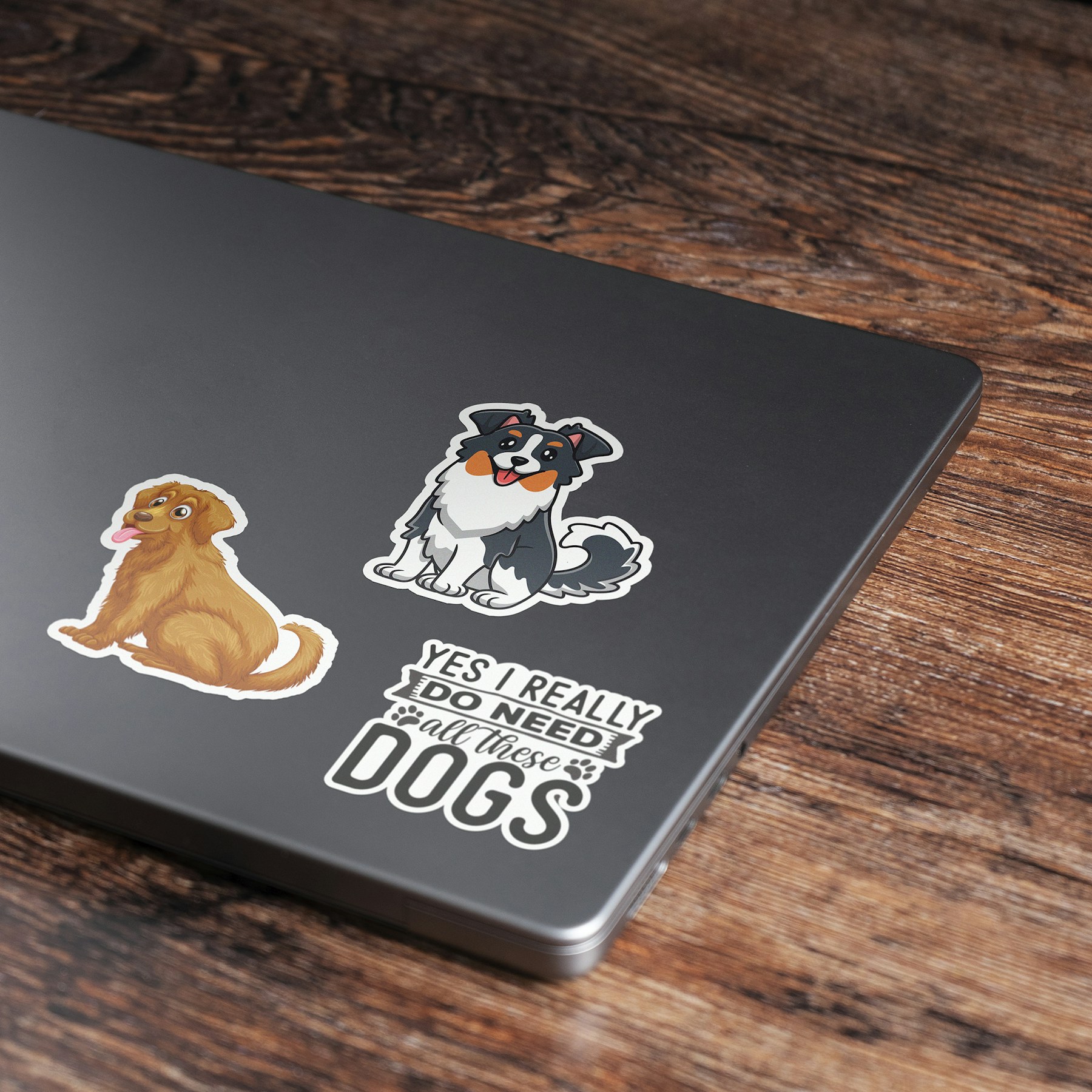 Custom branded stickers and stationery arranged for a product launch